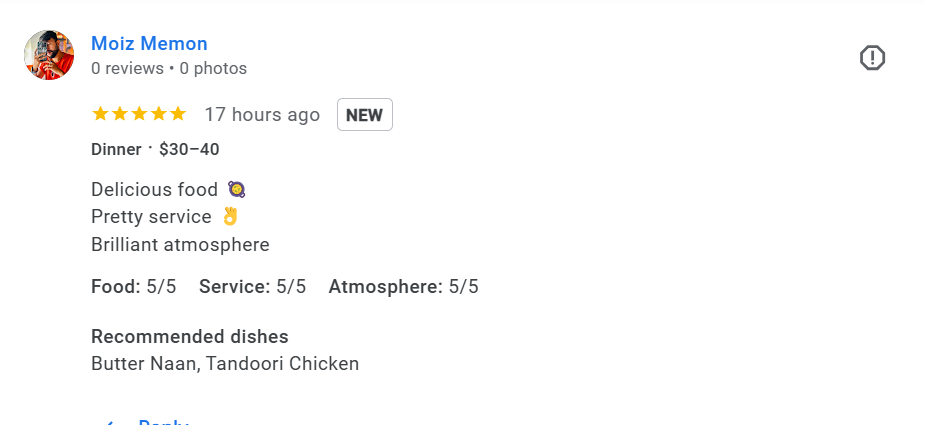 Customers Review Balti Indian Restaurant